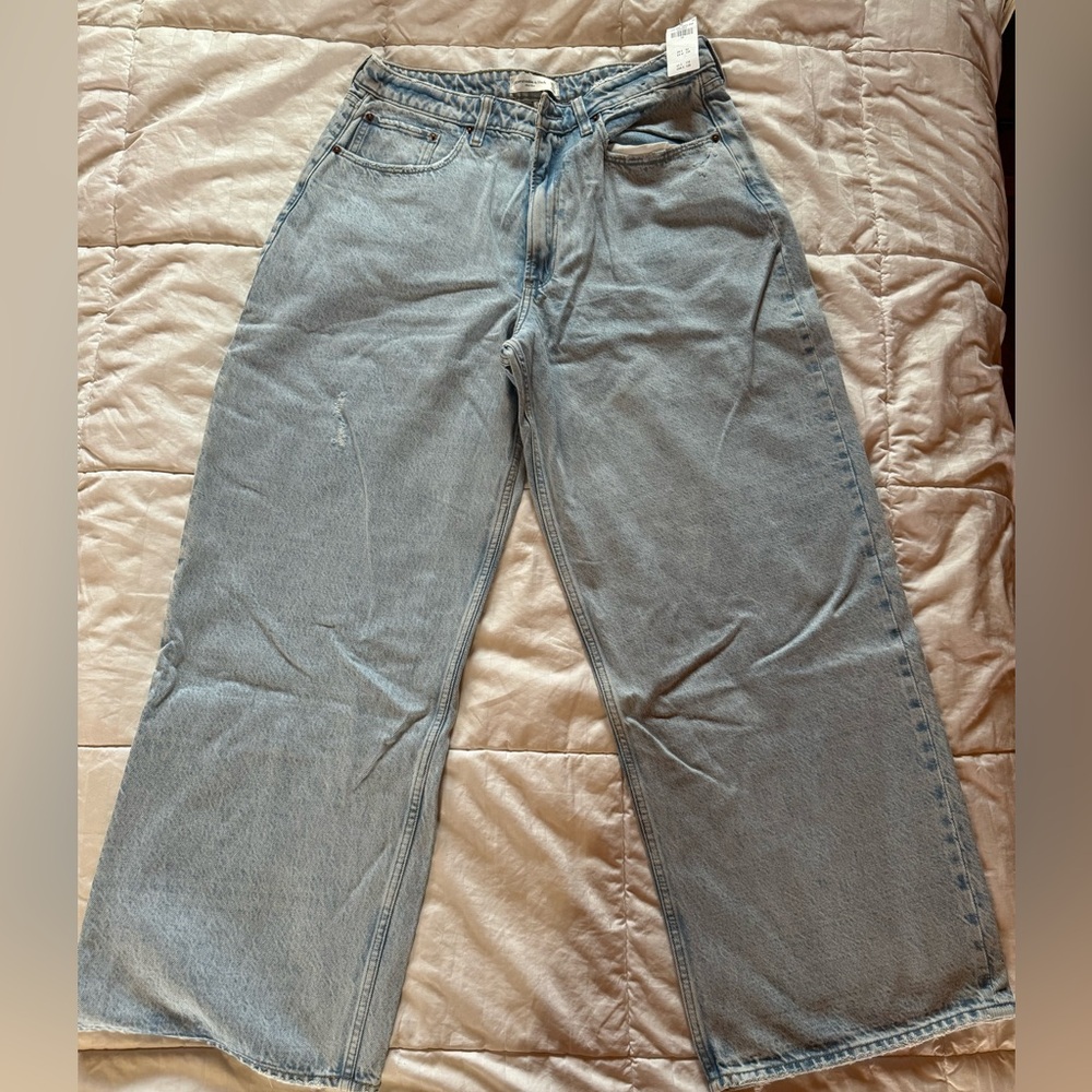 Abercrombie curve love mid rise wide leg jeans